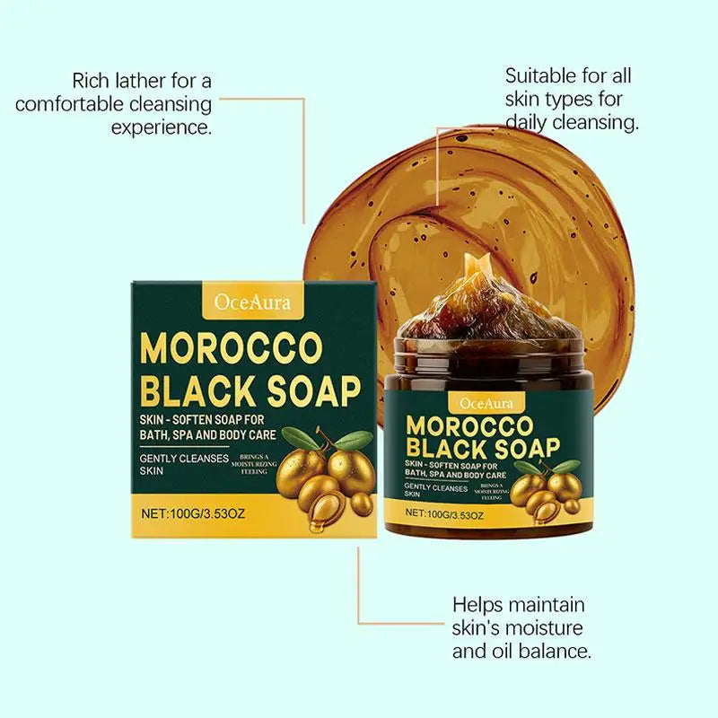 1/2/3pcs Morocco Black Soap Deep Cleaning Remove Dead Skin Cells Gentle Care Body Moisturizing Brighten Skin Smoothing Soap 100g