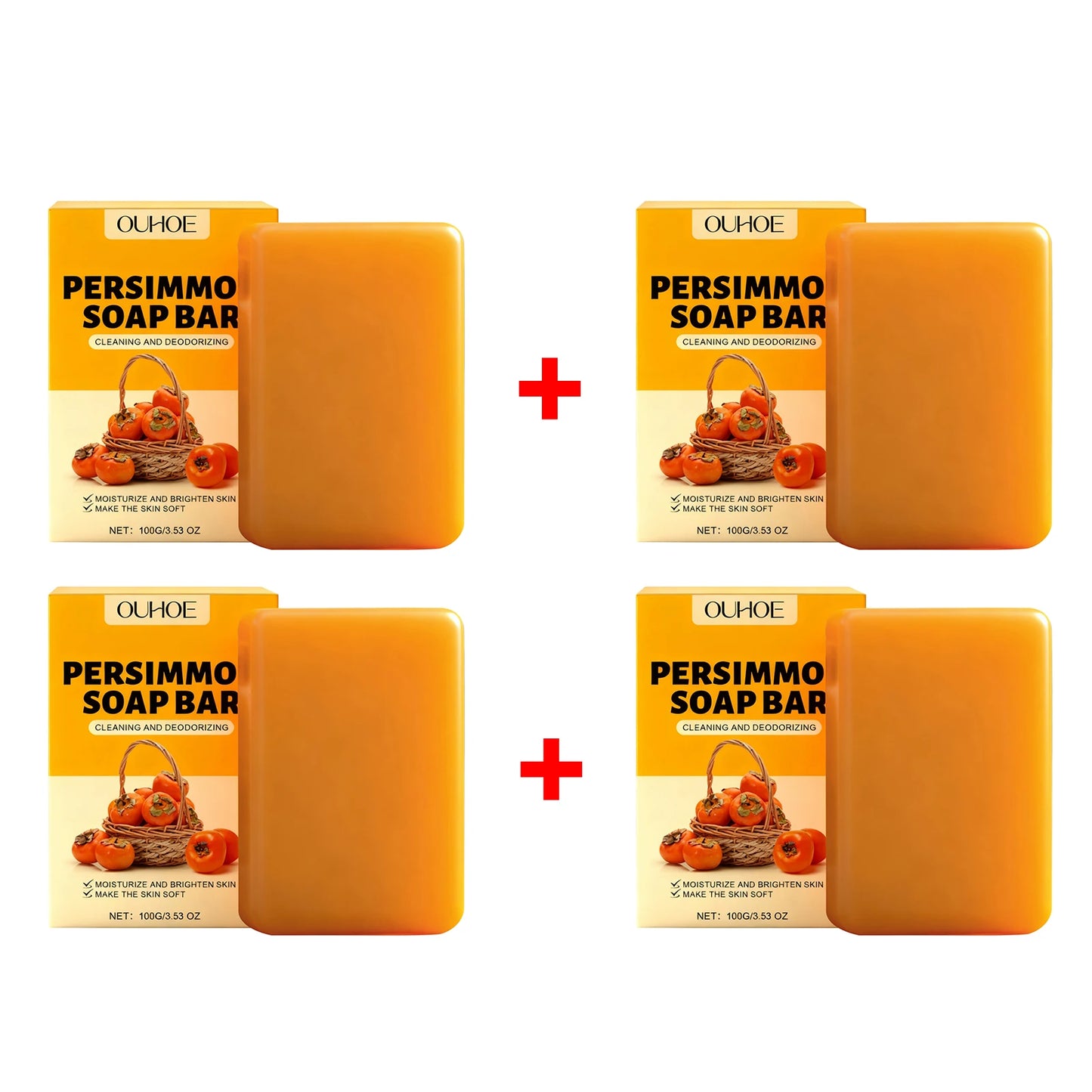 Persimmon Soap Bar Odor Removal Bath Bar Natural Deodorizing Body Cleansing Soap Soften Rough Skin Moisturizing Bath Soap