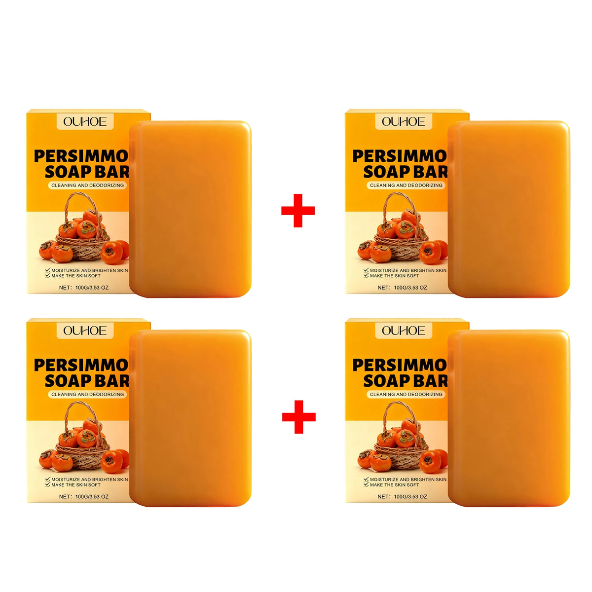 Persimmon Soap Bar Odor Removal Bath Bar Natural Deodorizing Body Cleansing Soap Soften Rough Skin Moisturizing Bath Soap