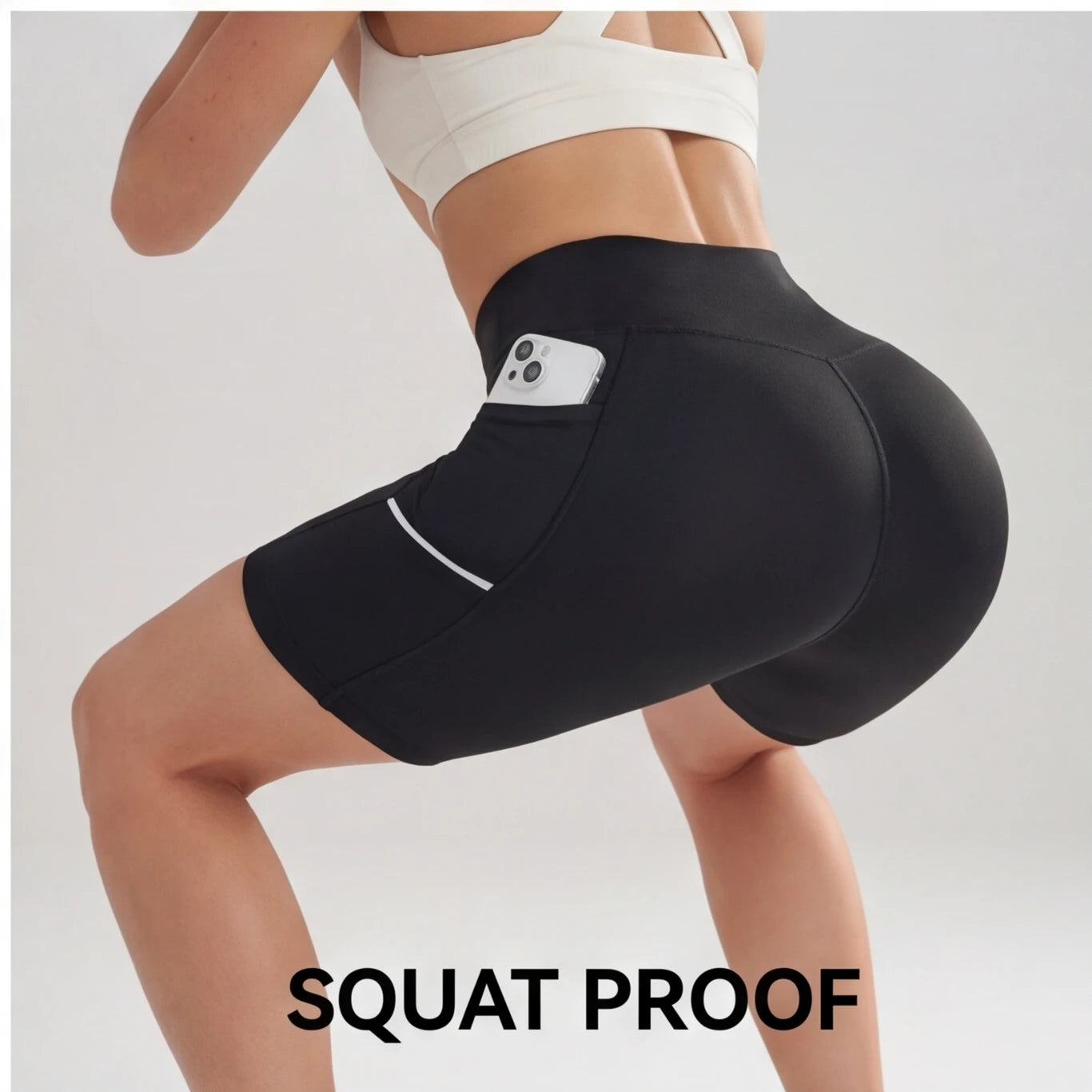 Women's High Waisted Biker Shorts with Phone Pocket Tummy Control High Waist Yoga Pants Tummy Control High Waist Yoga Pants