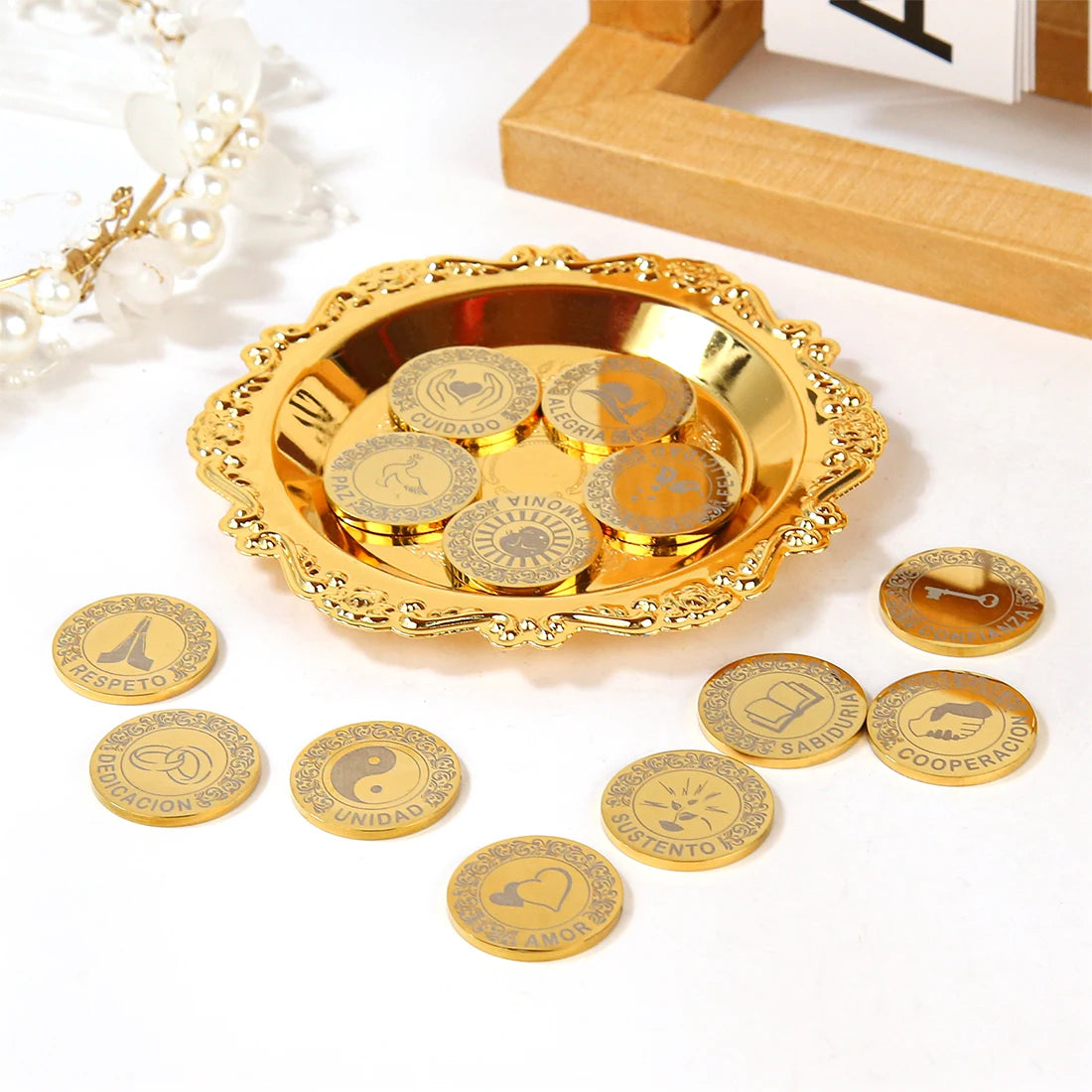 Custom Wedding Arras with Round Plate Matrimony Ceremony Arras De Boda Gift Set Mexican Wedding Accessories for Ceremony