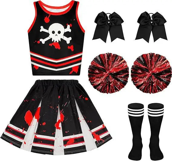Halloween Cosplay Costume  Cheerleaders Digital Printed Dress Suits Horror Performance Party Role Playing Outfits for Girls