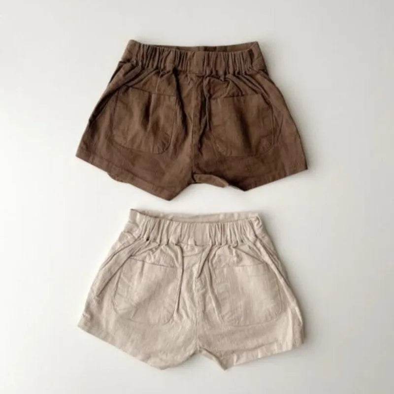 22316 Baby Summer Clothes 2024 Ins New Cotton and Linen Baby Girl's Skirt Short Leisure Crotch Button Mori Hot Pants
