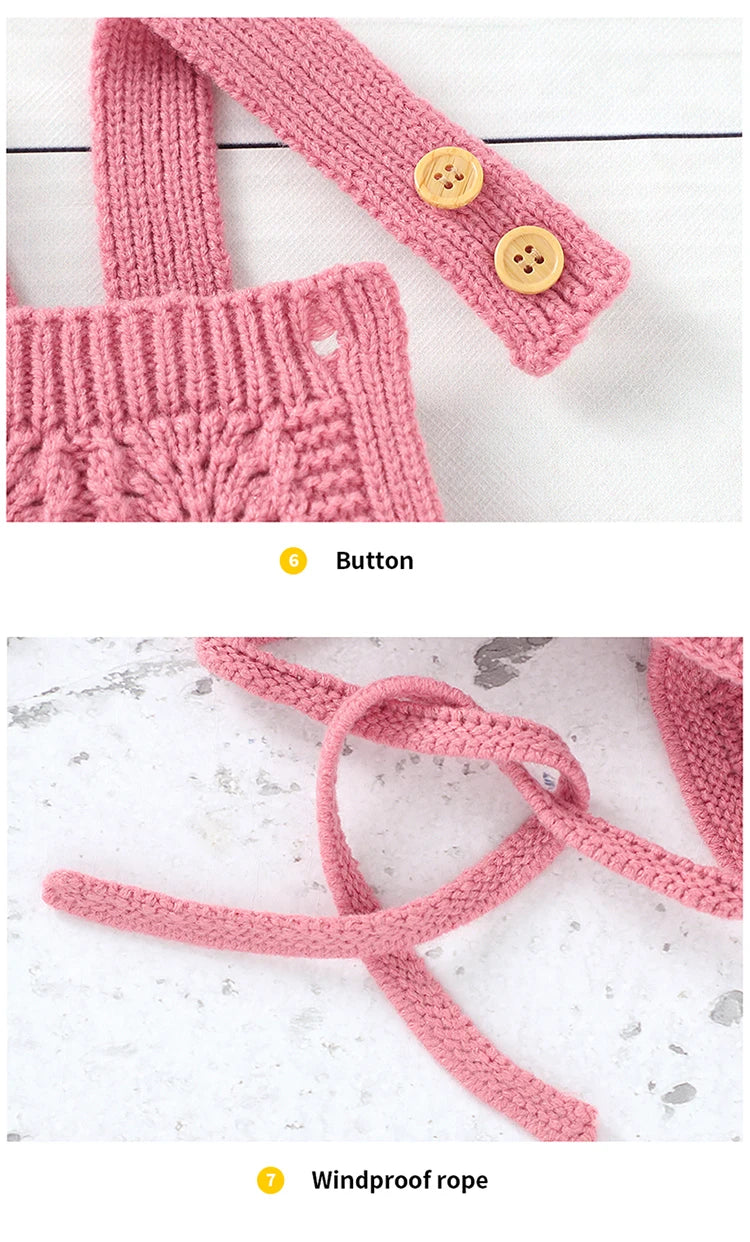 Baby Romper Set Knit Autumn Newborn Girl Boy Long Sleeve Coat Jumpsuit Outfit Hat 3PC Fashion Solid Infant Clothing Suit Sweater