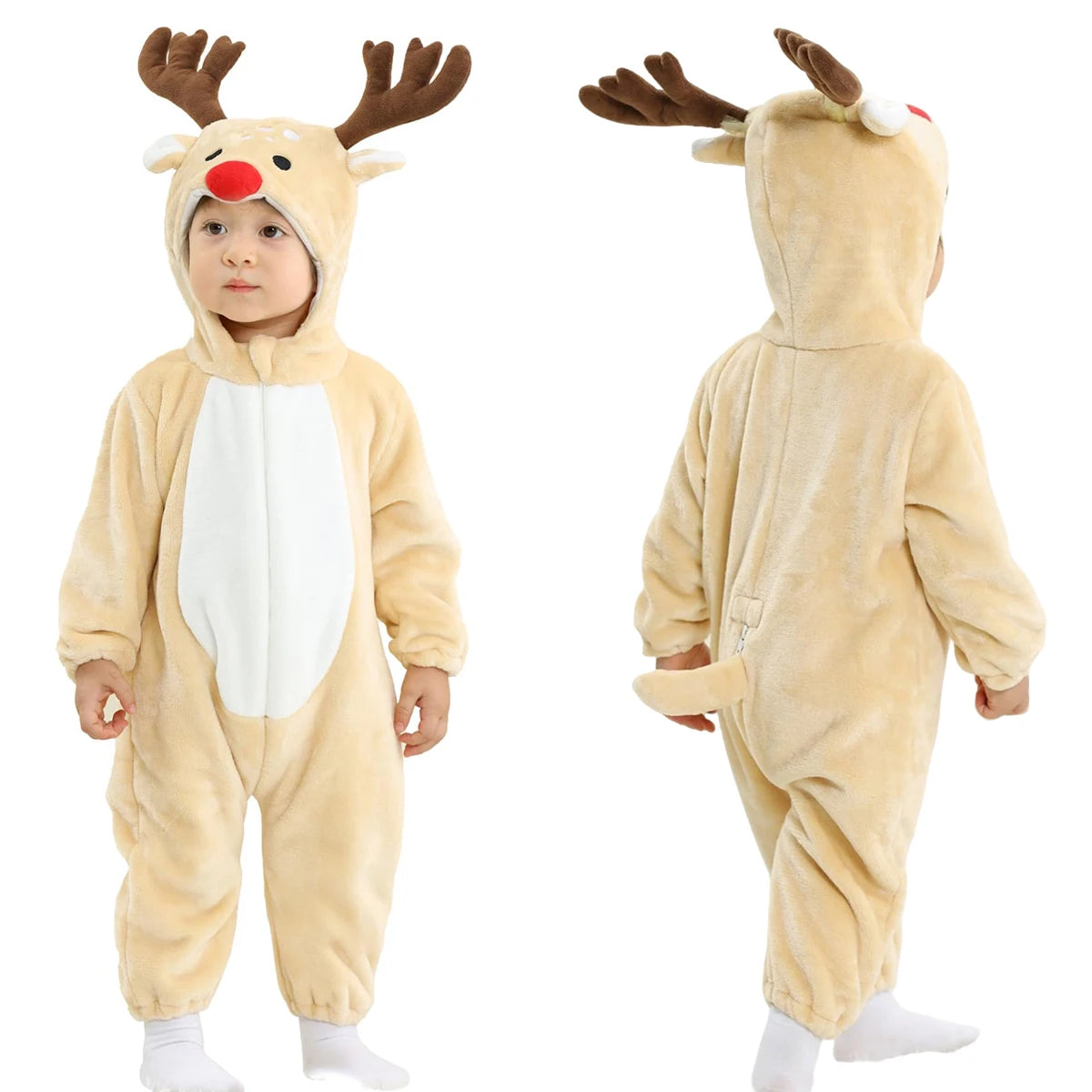 Baby Rompers Boy Winter Clothes Christmas Deer Costume Toddler Flannel Cosplay Overall Infant Girls Boys Jumpsuit 0-5 Years