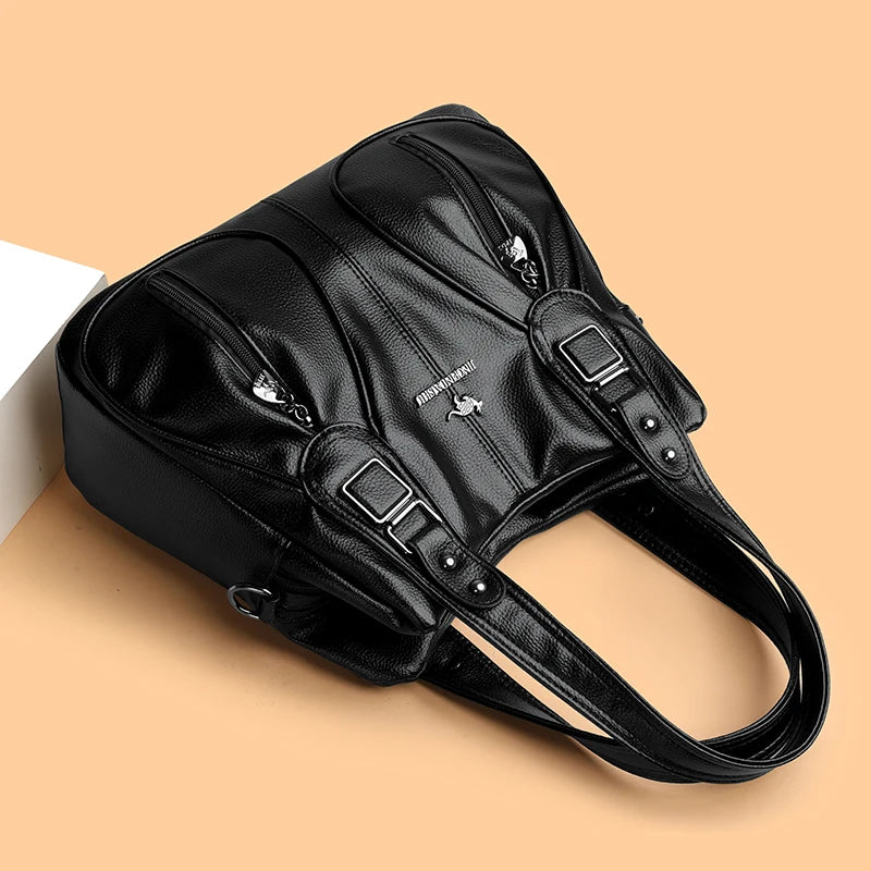 Genuine Brand Top Quality Soft Leather Casual Tote Bags for Women Handbag Luxury Female Shoulder Crossbody Sac Winter Style Bag