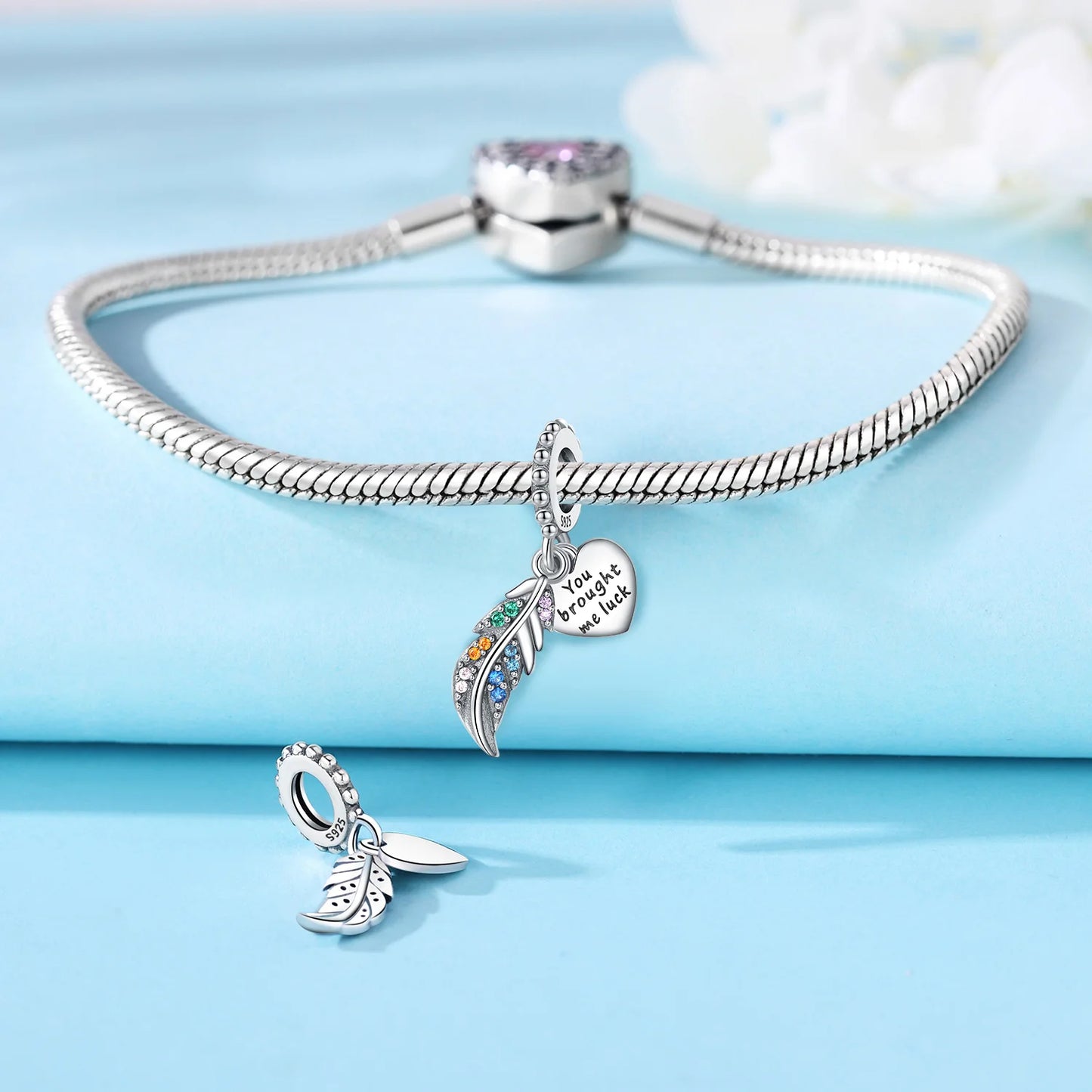 925 Sterling Silver Two-tone Symmetrical Angel Wing Pendant Necklace for Women Lucky Symbol Original Jewelry Party Couple Gift