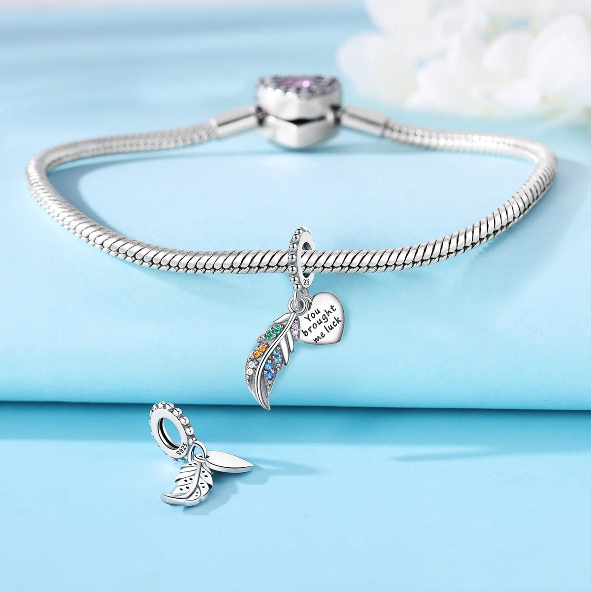 925 Sterling Silver Two-tone Symmetrical Angel Wing Pendant Necklace for Women Lucky Symbol Original Jewelry Party Couple Gift