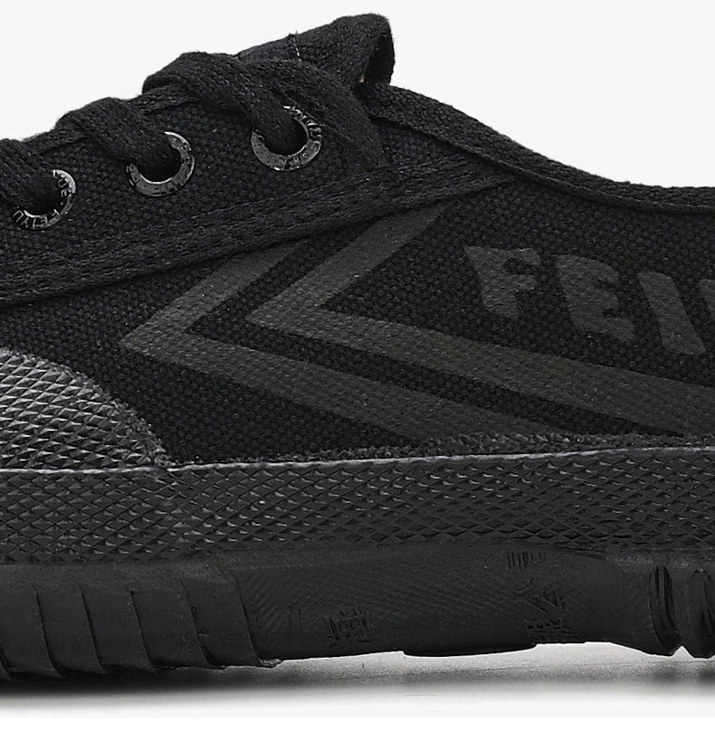 DaFu Flying Men's Running Jump Far Athletic Shoes Sports Women's Canvas Couple's Black Shoes Low Top Breathable Rubber Sole