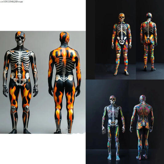 Halloween Costume Skeleton Horror Ghost Bodysuit Carnival Party Stage Role Playing Performance Costume Zentai Suit 2026