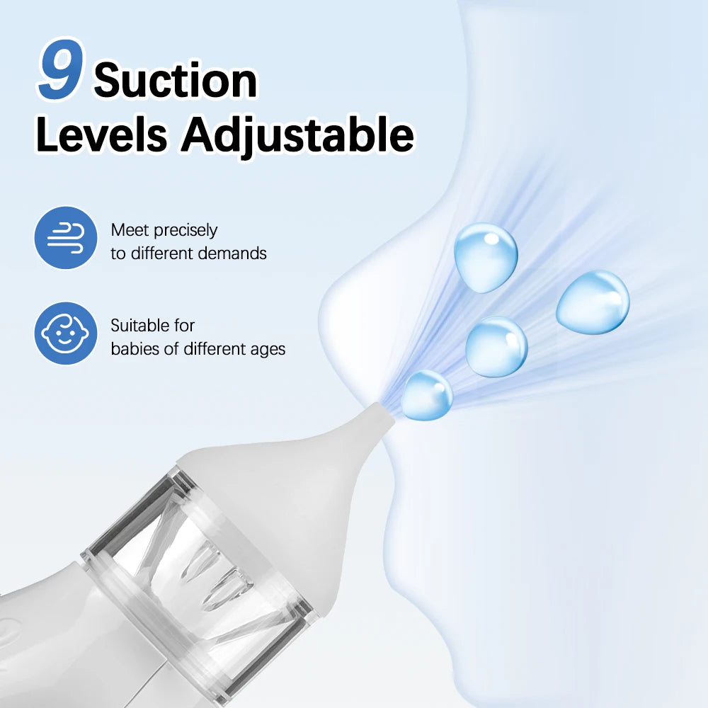 Baby Nasal Aspirator Electric Nose Cleaner Newborn Baby 9-Speed Nose Suction Device Booger Mucus Sucker for Infant Low Noise