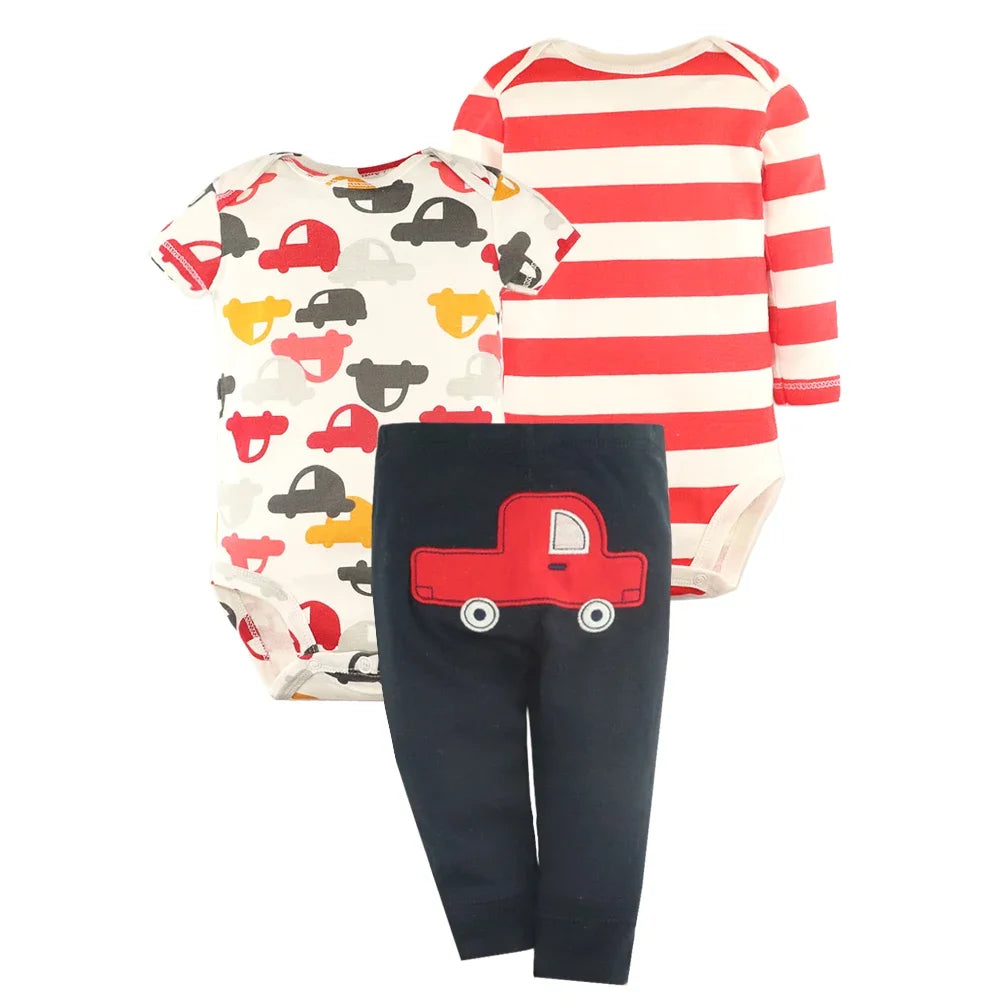 2026 Baby Boys Girls Clothes Set 100% Cotton Baby Bodysuits Baby Pants Summer Cartton Newborn Baby Clothes Infant Bebe Clothing