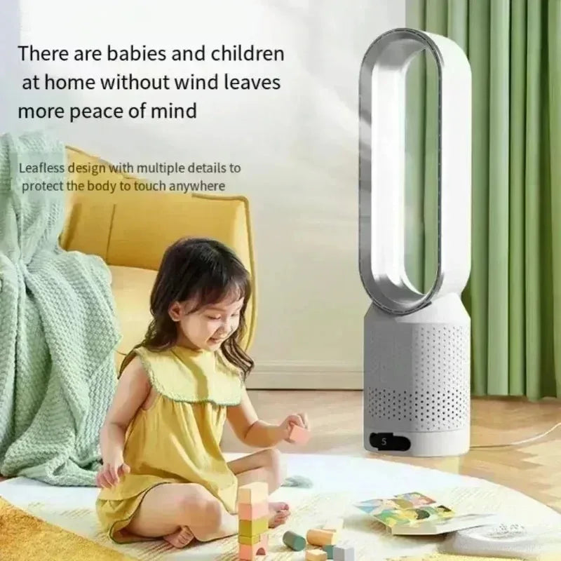 Smart Bladeless Fan 8 Gear Wind Speed Intelligent Timing 90° Shaking Head Remote Control Quiet Desktop Fan for Office Bedroom