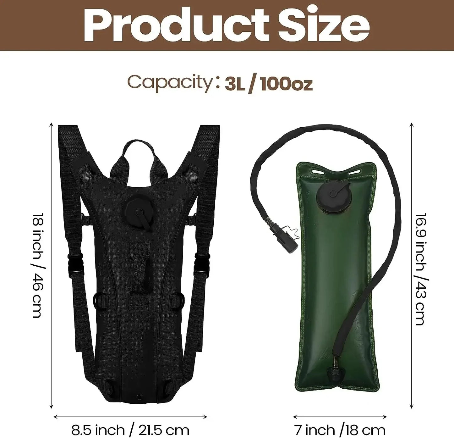 3L Water Bladder Hydration Backpack Waterproof Lightweight Nylon Outdoor Sports Bag For Hiking Cycling Running Climbing