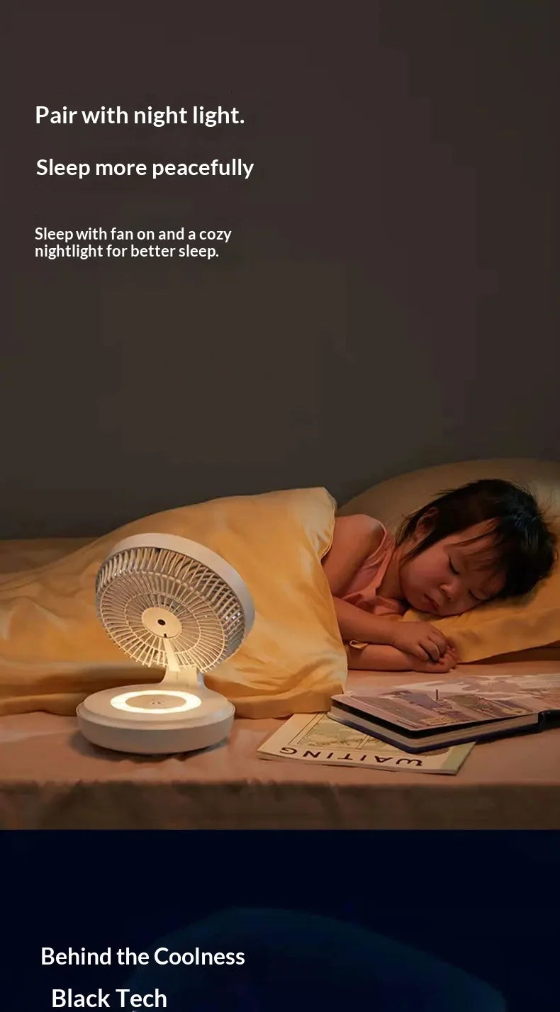 Edon Air Circulation Fan Wireless Suspended USB Rechargeable Night Light Touch Control 4 Wind Speed Folding Electric Fan