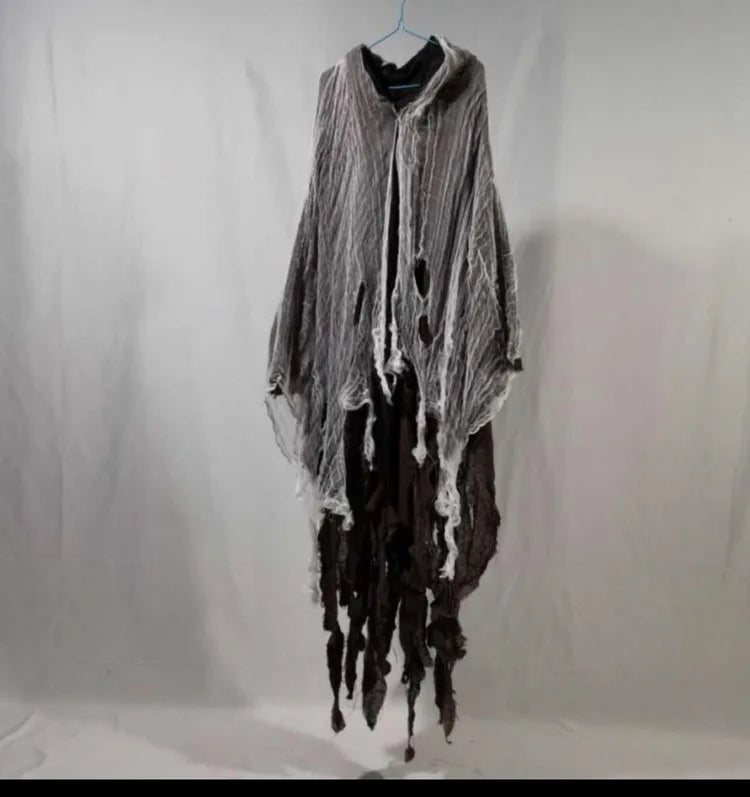 Halloween Ghost Dementor Cosplay Costume Adult Gothic Horror Zombie Tattered Hooded Capes Unisex Party Cosplays Cloaks New 2026