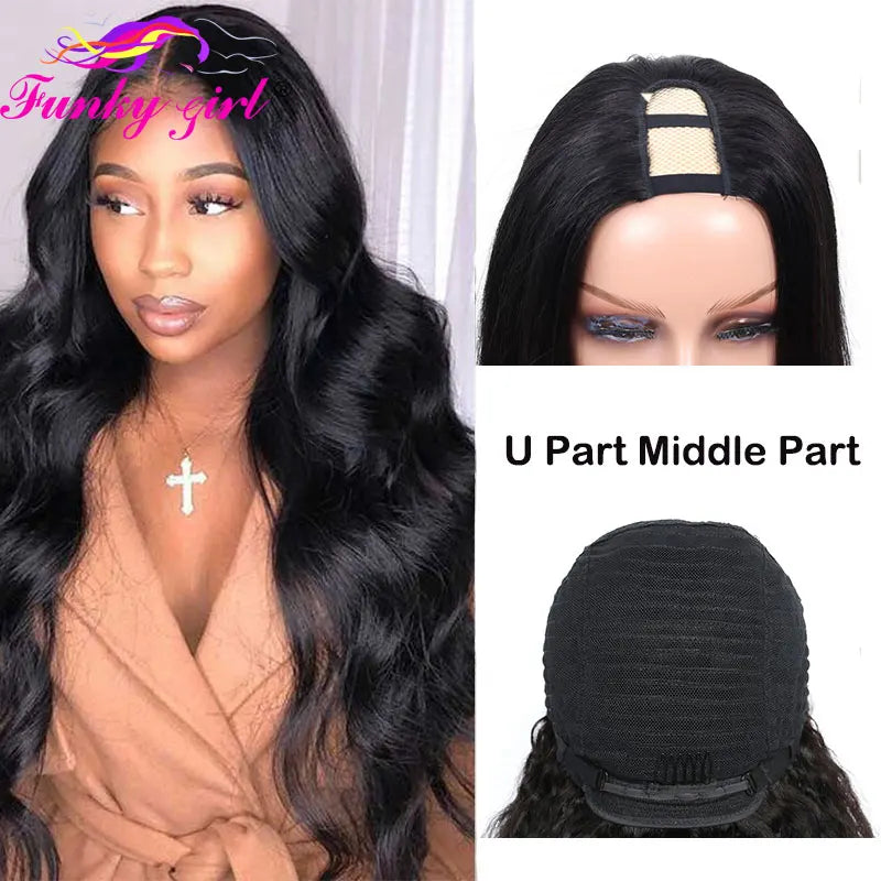 Body Wave U Part Wigs 100% Human Hair Brazilian Wavy Virgin Hair Wigs For Women Remy Hair Human Hair Wigs 180% Density Cheap Wig