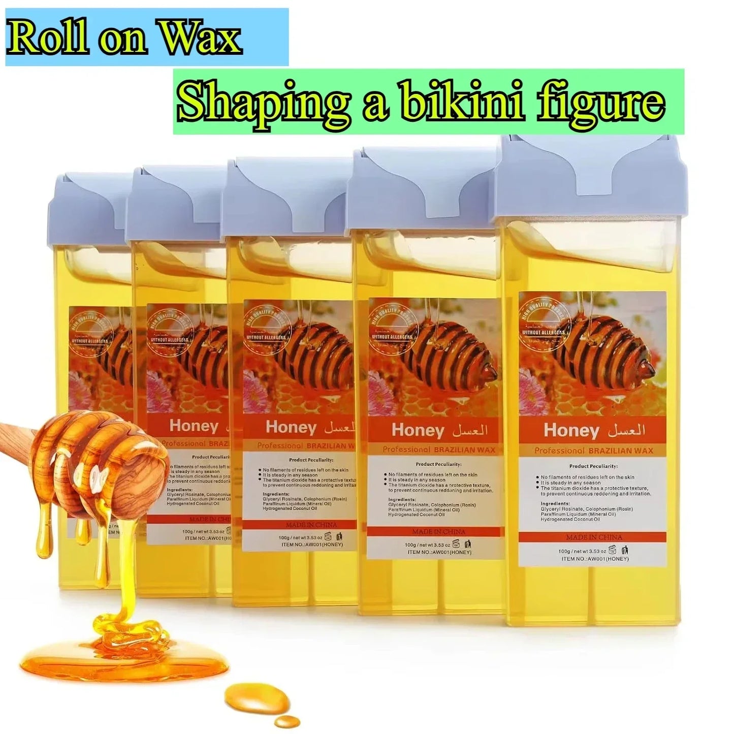 Roll on Wax Rose Aloe Wax Roller Refill Painless Hair Removal Wax Cartridge Depilatory Wax Warmer For Bikini Body Hair Removal