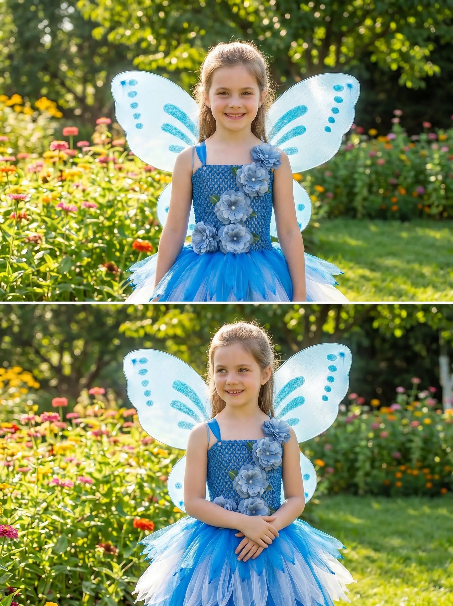 Girls Fairy Costume Princess Dress Kids Butterfly Wing Outfit Tulle Dress Halloween Birthday Party Fancy Dress Carnival Pageant