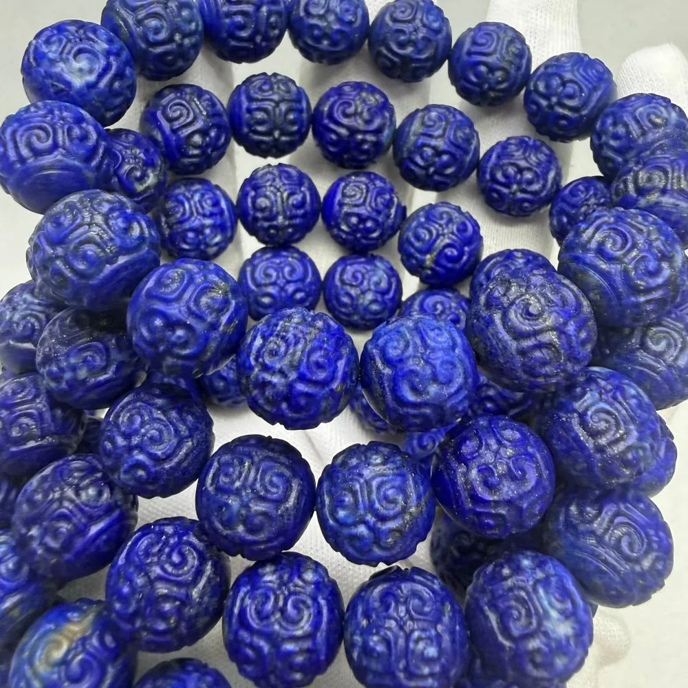 Natural Imperial Blue Lapis Lazuli Carved Loose Beads Stone Afghanistan Origin Fashion Jewelry DIY Auspicious Prestyle & Meihan