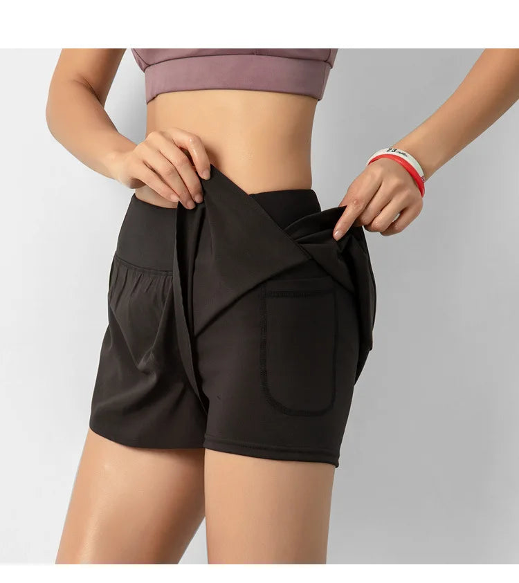 Hot New Sport Shorts Women Sportswear Double-deck Running Shorts Yoga Bottoms Summer Gym Fitness Training Jogging Short Pants