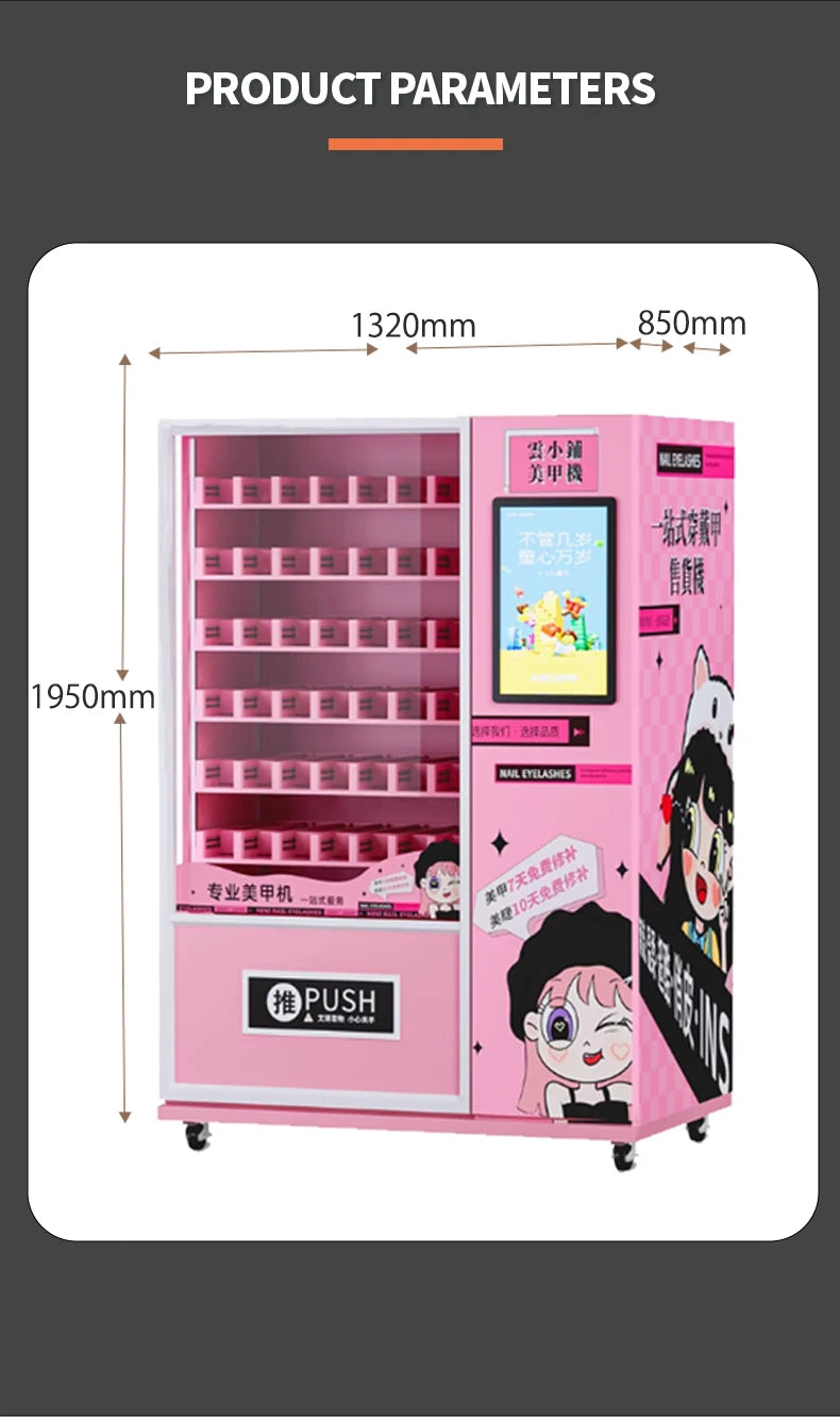 Digital Beauty Vending Machine Touch Screen Automated Cosmetic Dispenser for Eyelash and Wig Products