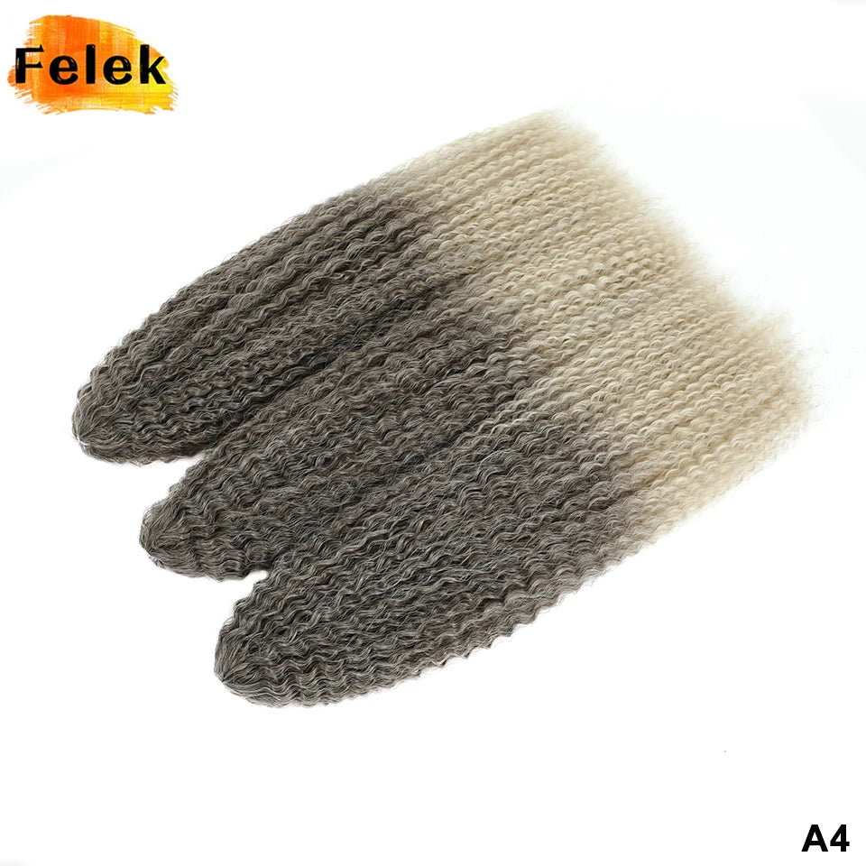 3-7Pcs Synthetic Brazilian Crochet Braids Hair for Women 20-28" Ombre White African Curls Kinky Curly Braiding Hair Extensions