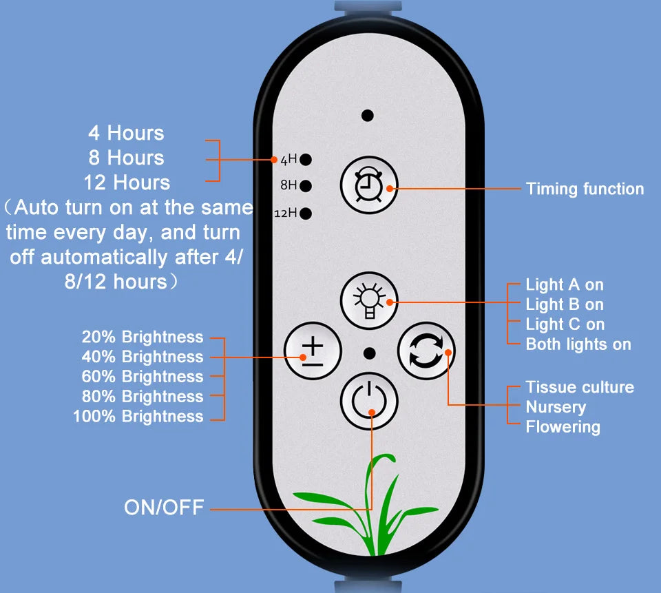 Full Spectrum LED Grow Light USB Plant Fill Lamp 5V Dimmable Timing Auto On/Off Indoor  Seeds Hydroponics Vegs Cultivation Lamps