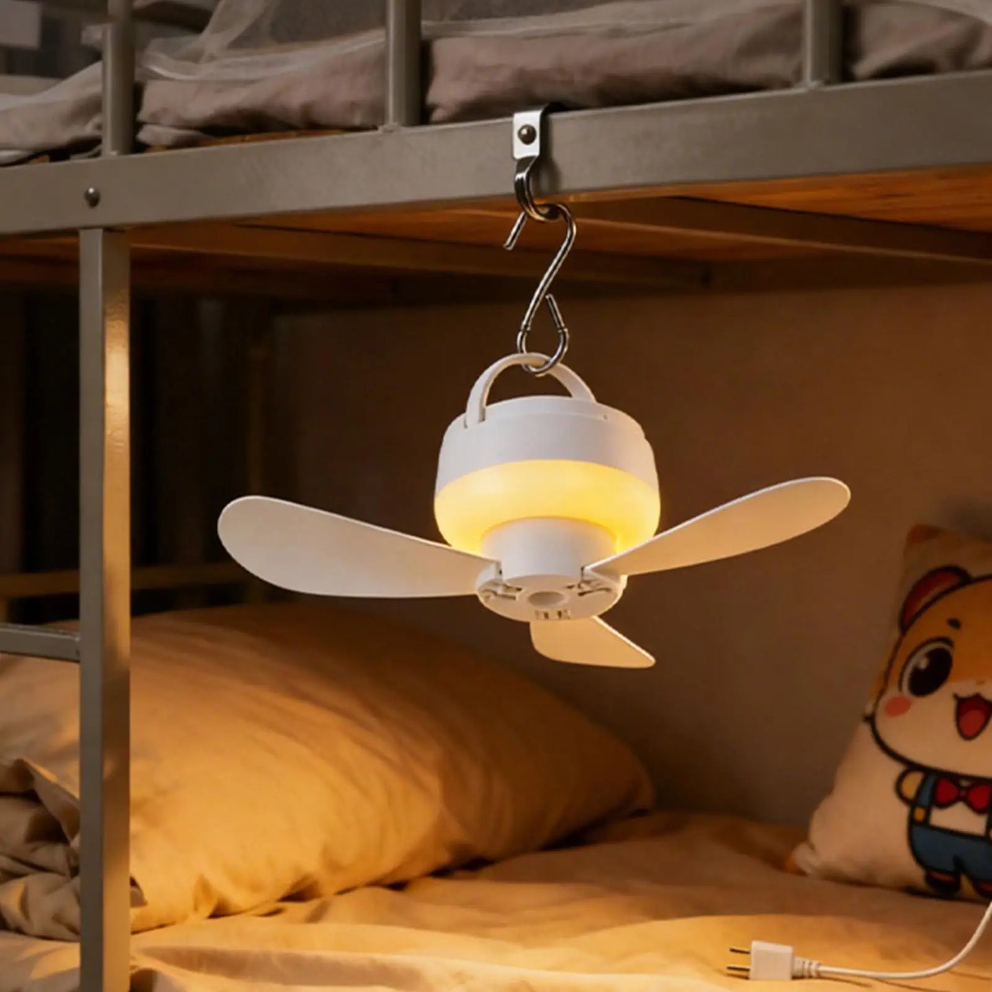 Ceiling Fan With LED Light and Remote Control USB Charging Household Outdoor Camping Tent Student Dormitory Bed Small Fan