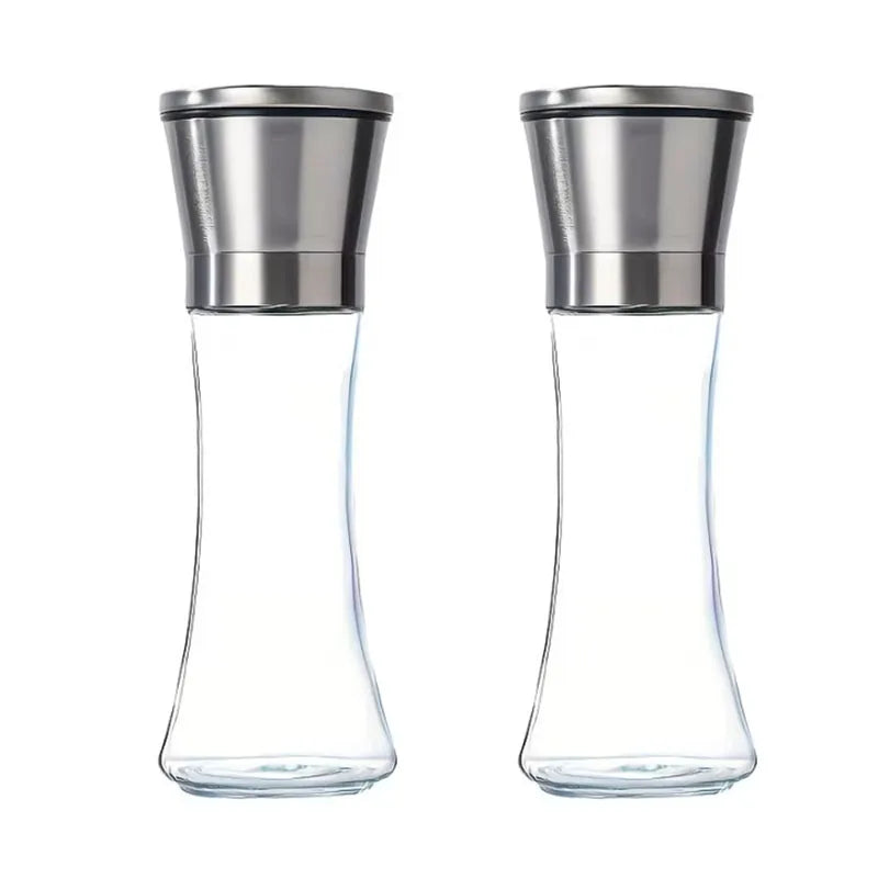 200ML Pepper Grinder Stainless Steel Glass Spice Bottle Manual Pepper & Salt Grinder with Adjustable Coarseness for Kitchen Use