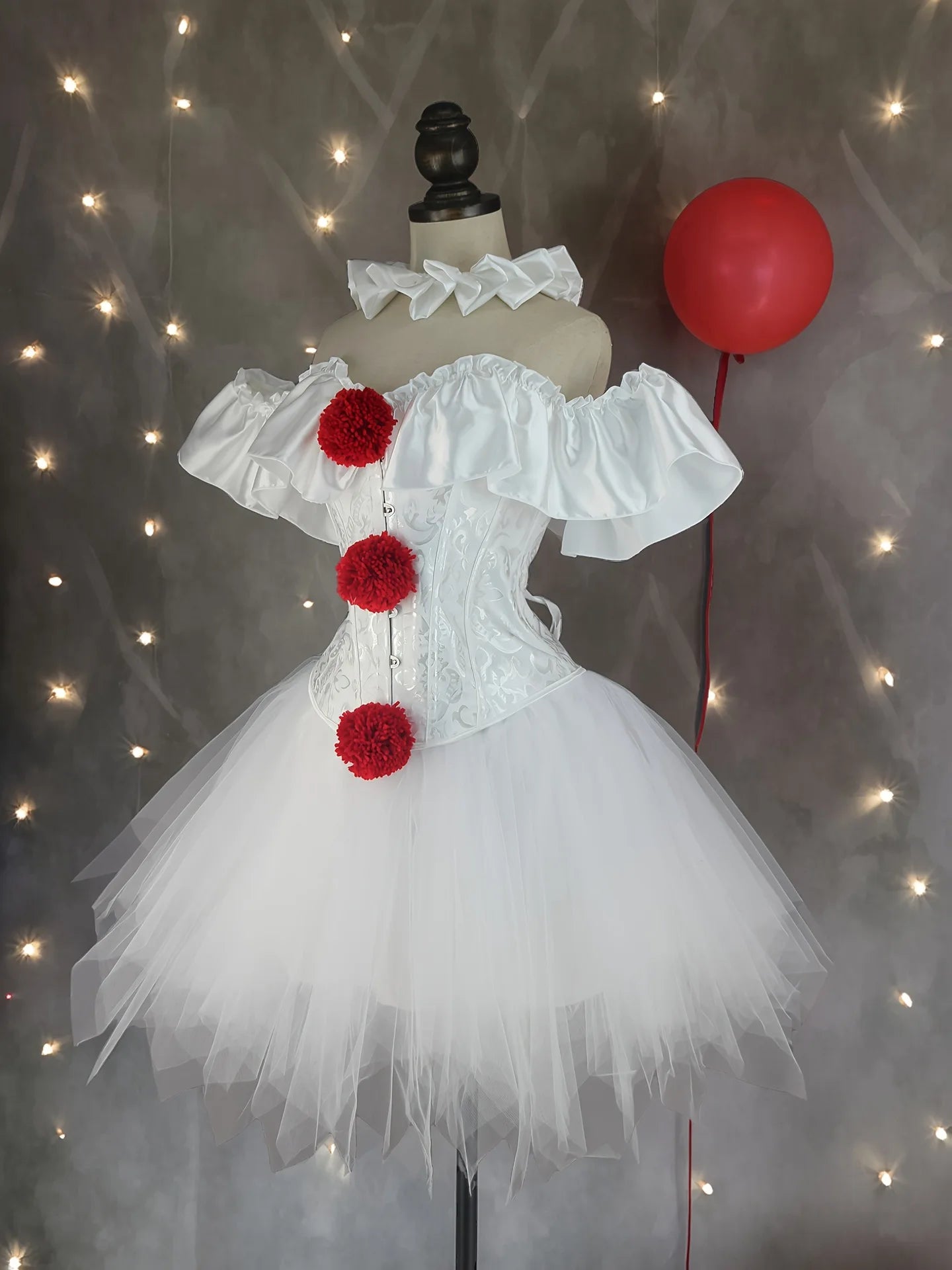 Halloween Clown Cosplay Costume Women Corsets Suit With Skirt Circus Performance Outfit Role Play Party Carnival Jester Dress