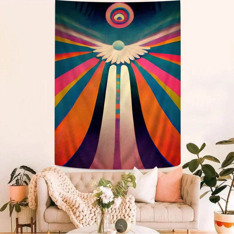 Retro Bohemian Psychedelic 70s DIY Wall Tapestry Science Fiction Art Home Decor for Room