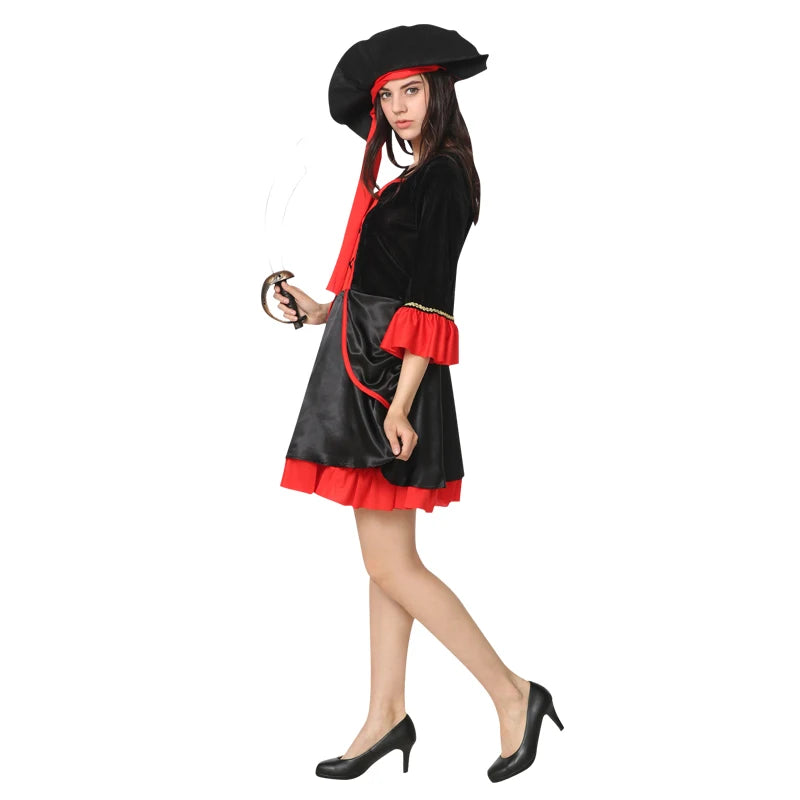 Halloween Theme Women Fancy Dress ，Parent-child Role Playing Cosplay Costumes,Female Pirates Captain of the Caribbean