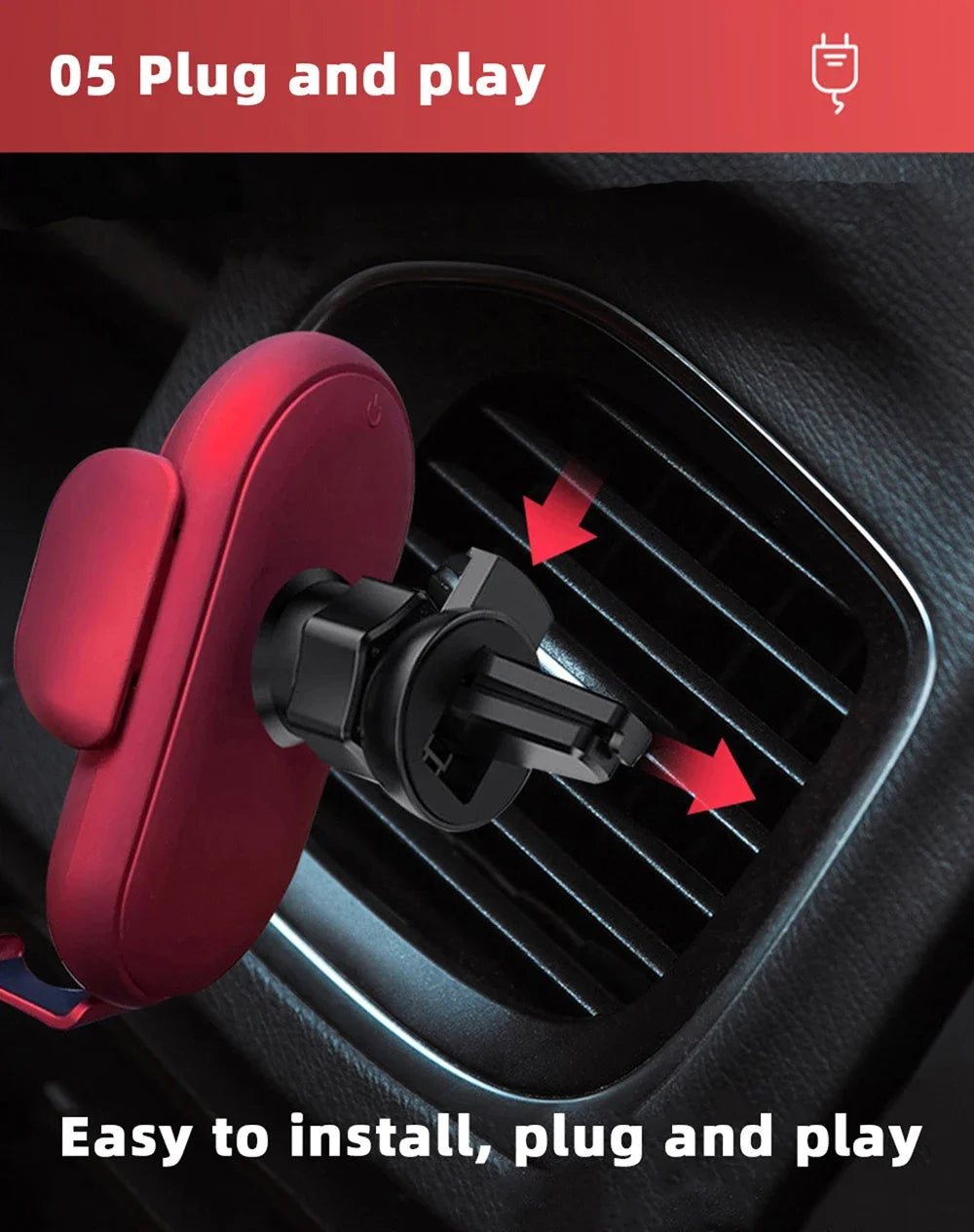 S11 Fashion Qi Fast Wireless Charger Car Phone Holder Smart Infrared Sensor Air Vent Mount Automatic Clamping Mobile Phone Stand