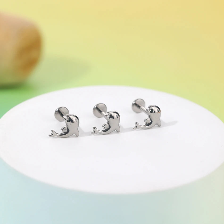 1/5PCS Titanium 16G Tragus Daith Helix Lobe Ear Piercing for Women Leaf Star Zircon Cartilage Stud Earring Piercing Jewelry Gift