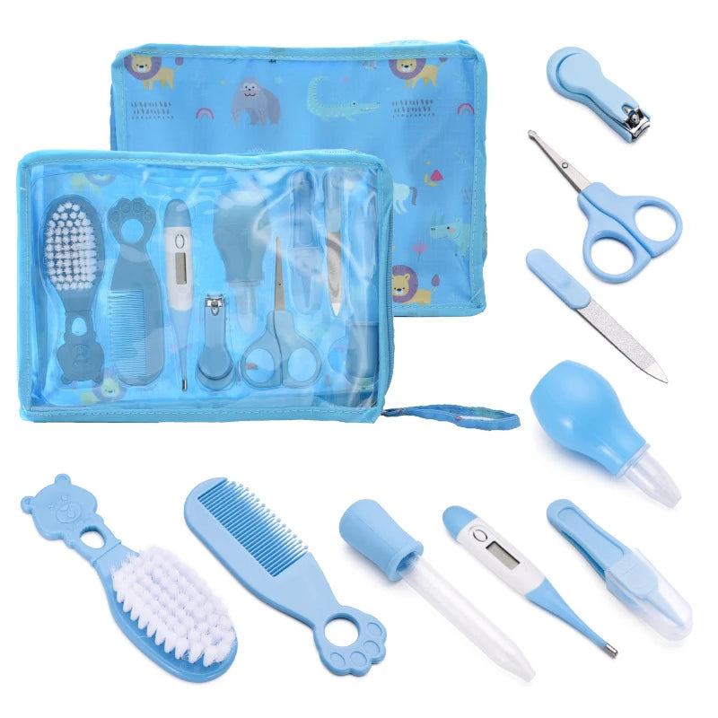Baby Care Kit Kid Multi-functional Nail Clipper Comb Hair Thermometer Grooming Brush Kit Scissors Baby Health Care Set  Newborn