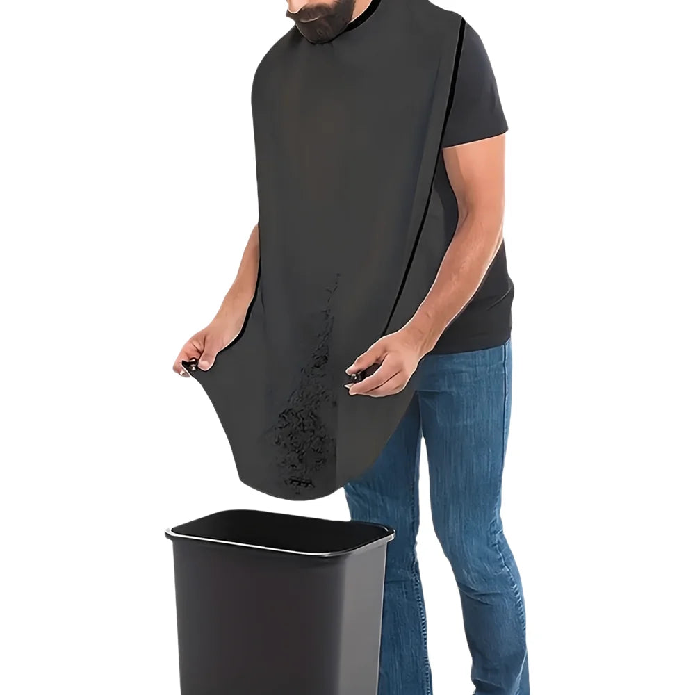 Beard Hair Cutting Catcher, Waterproof Shaving Apron with Drawstring for Home Barber, Easy Clean Hair Catcher for Men