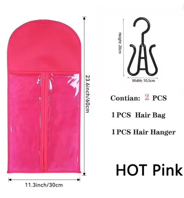 WholesaleLong Wig Storage Bag Holder Case Hair Extensions Storage Bag With Hanger For Wig Hair Extension Storage Bag With Hanger