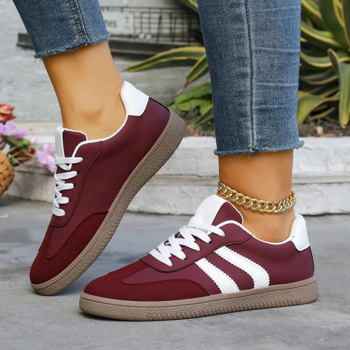 Spring Autumn Platform Sneakers Women Fashion Mixed Colors Lace-Up Sport Shoes Woman Comfortable Non Slip Flat Trainers Female