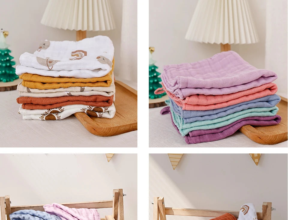 Kangobaby #My Soft Life# 5pcs Pack Bamboo Cotton Breathable Baby Muslin Towel Newborn Burp Cloth