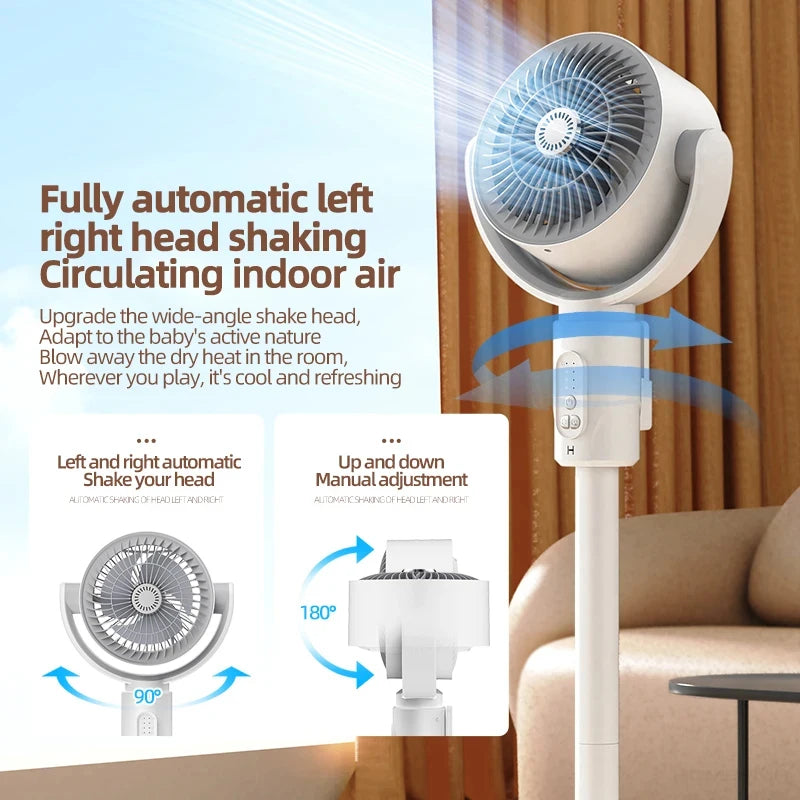 360 Circulation Quiet Powerful Floor Fan,Standing Smart Fans,with Remote Control Adjustable Height