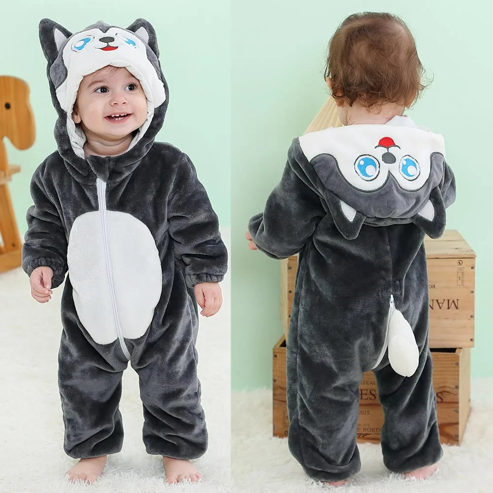 0 to 4 Years Baby Pajamas Winter Cartoon Sleeping Clothes Boys Dinosaur Pijamas Onesies Girls Clothes Toddler Night Bodysuits