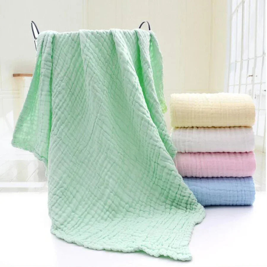 6 Layers Baby Bath Towel Kids Swaddle Wrap Bedding Pure Cotton Bubble Muslin Blanket Infant Gauze Receiving Blanket 105*105cm