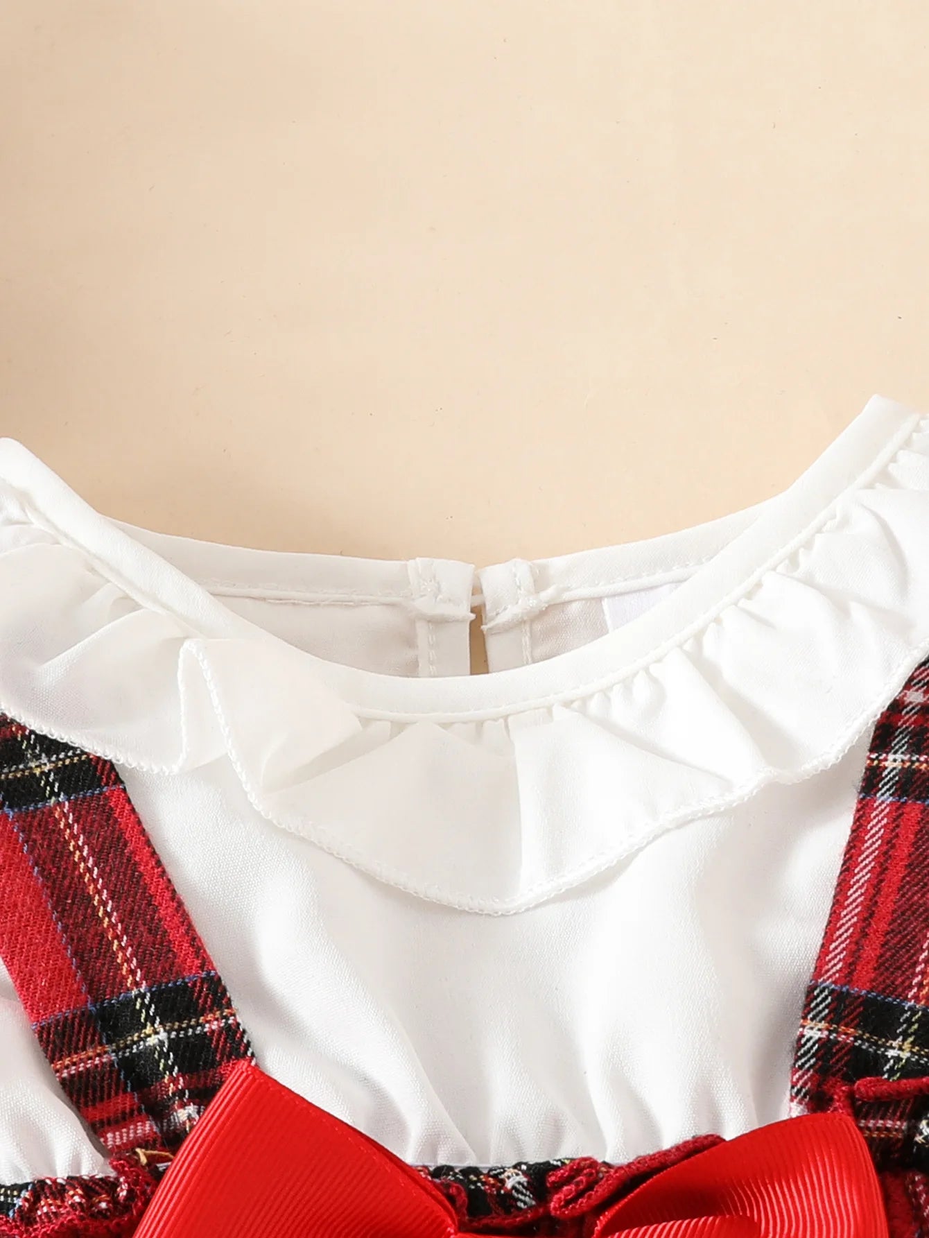 Ceeniu Baby Christmas Romper Dress Girls Lace Collar Patchwork Red Plaid Bodysuit For Newborns My First New Year Girl Clothes