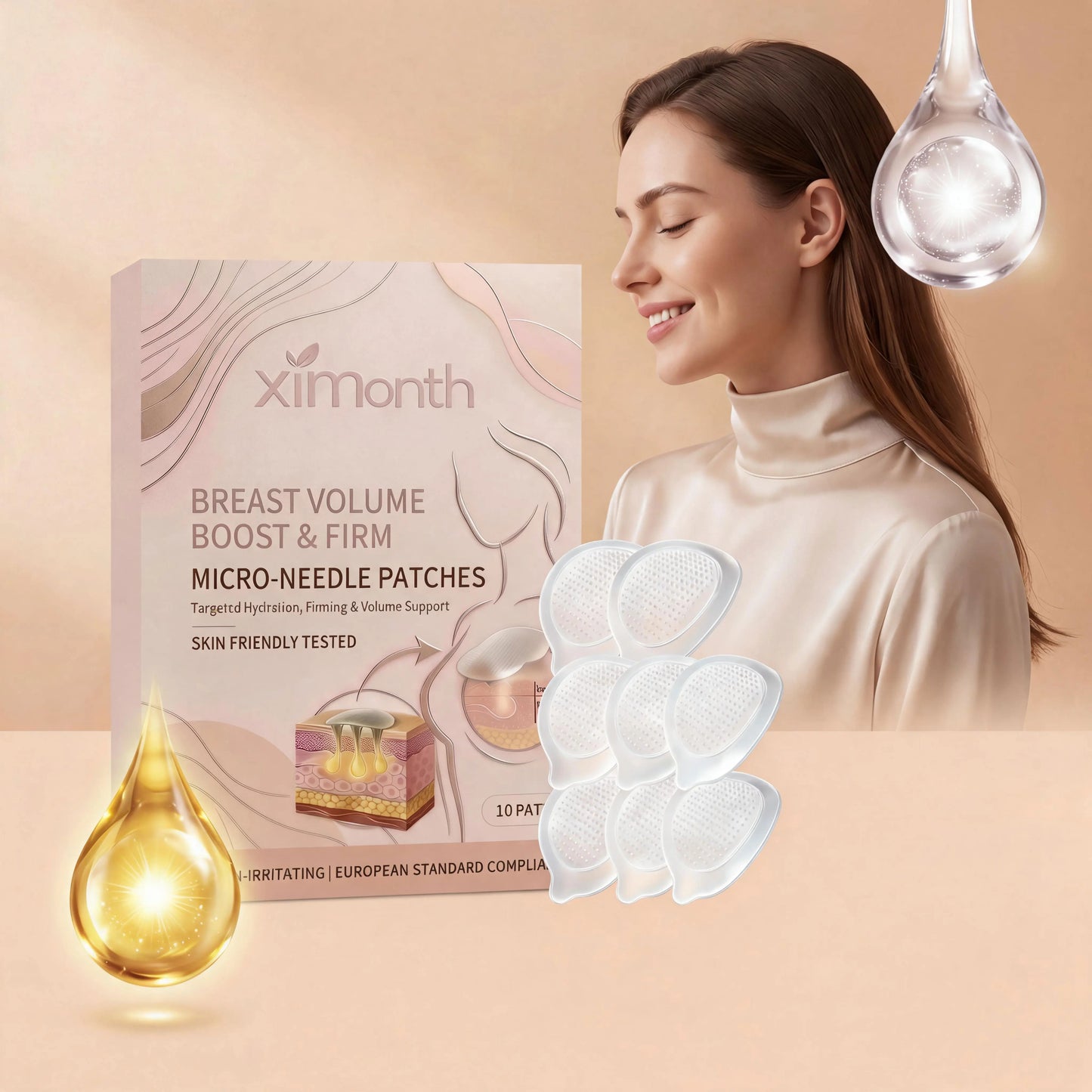 Breast Enhancement Advanced Nano-Microneedle Patch Targeted Skin Nutrition Deep Hydration Increased Skin Elasticity For Women