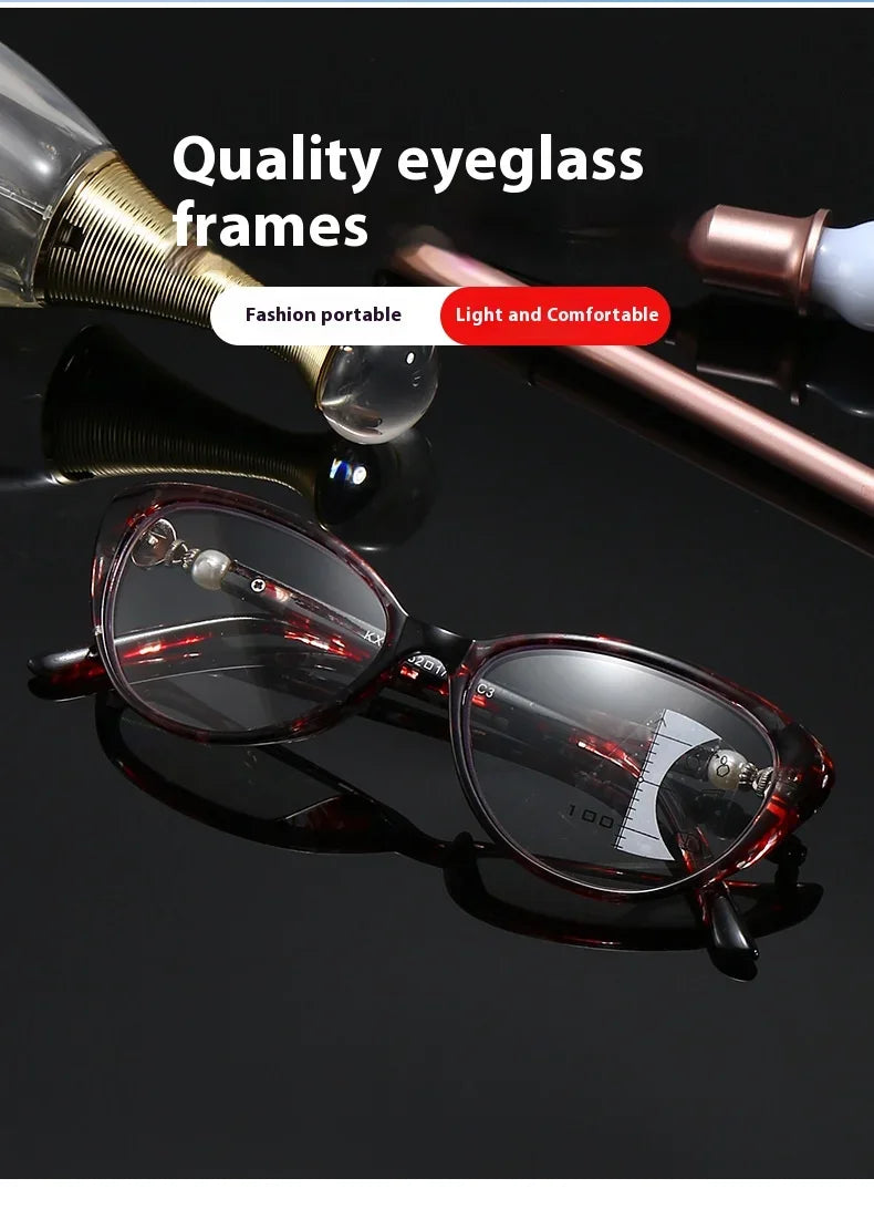 Progressive Multi Focus Anti Blue Light Reading Glasses, Fashionable Dual-purpose Reading Glasses for Both Near and Far Use