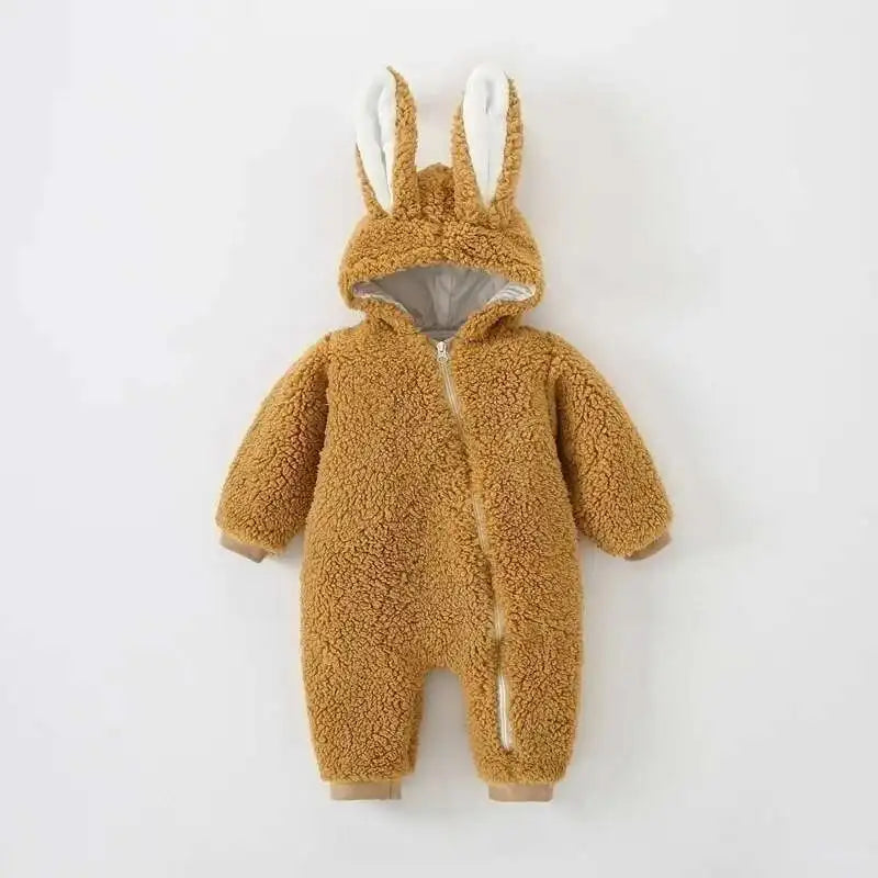 Newborn Baby Winter Warm Romper Girl Overall Polar Fleece Clothes Boys Jumpsuit Costume Infant Rabbit Pajamas Jacket 3-12 Month