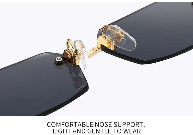 Rimless Sunglasses Rectangle Fashion Popular Women Men Shades Small Square Sun Glasses For Female Male Summer Traveling Glasses