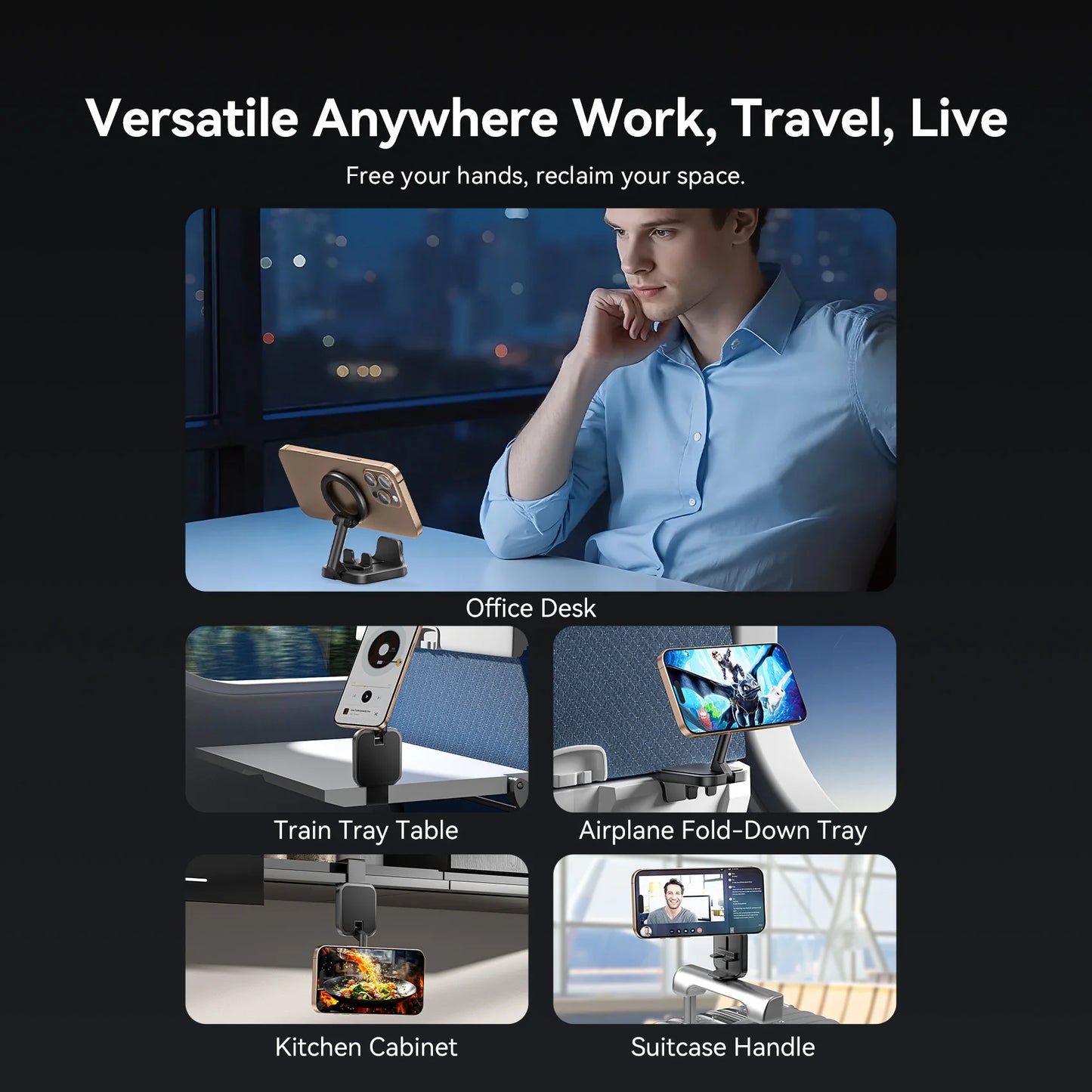 Vention Magnetic Phone Holder Desktop Hands-Free Detachable Airplane Car Travel Essentials Flexible Phone Mount For iPhone 17 16