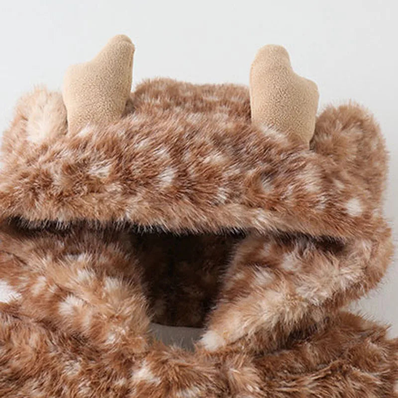IYEAL  Baby Winter Thick Fleece Jumpsuit Christmas And New Year Jumpsuit Baby Super Cute Cotton Coat Outdoor Warm Jacket